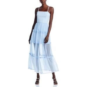 FRENCH CONNECTION WOMENS SIZE 2 WHISPER STRAPPY PARTY DRESS TULLE SOFT BLUE NEW